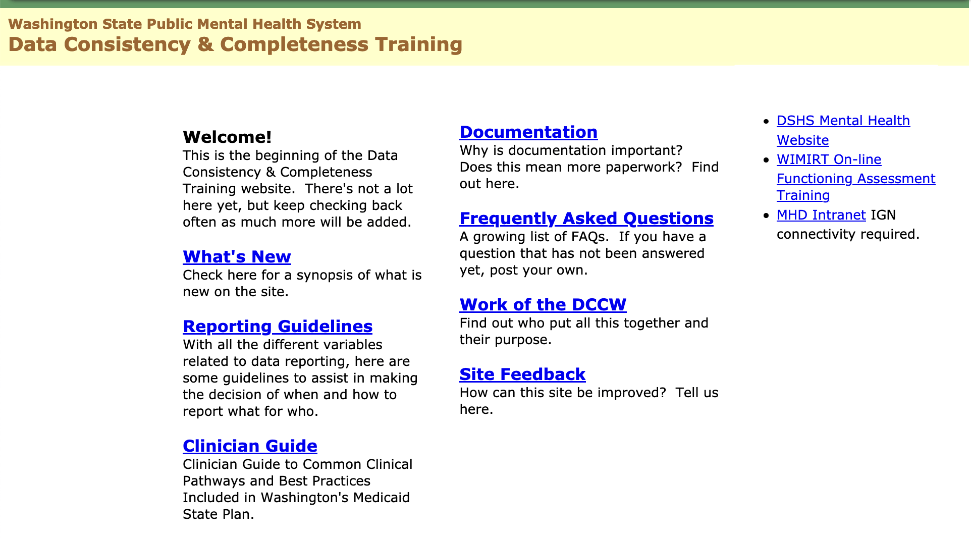 Original DataTrain home page